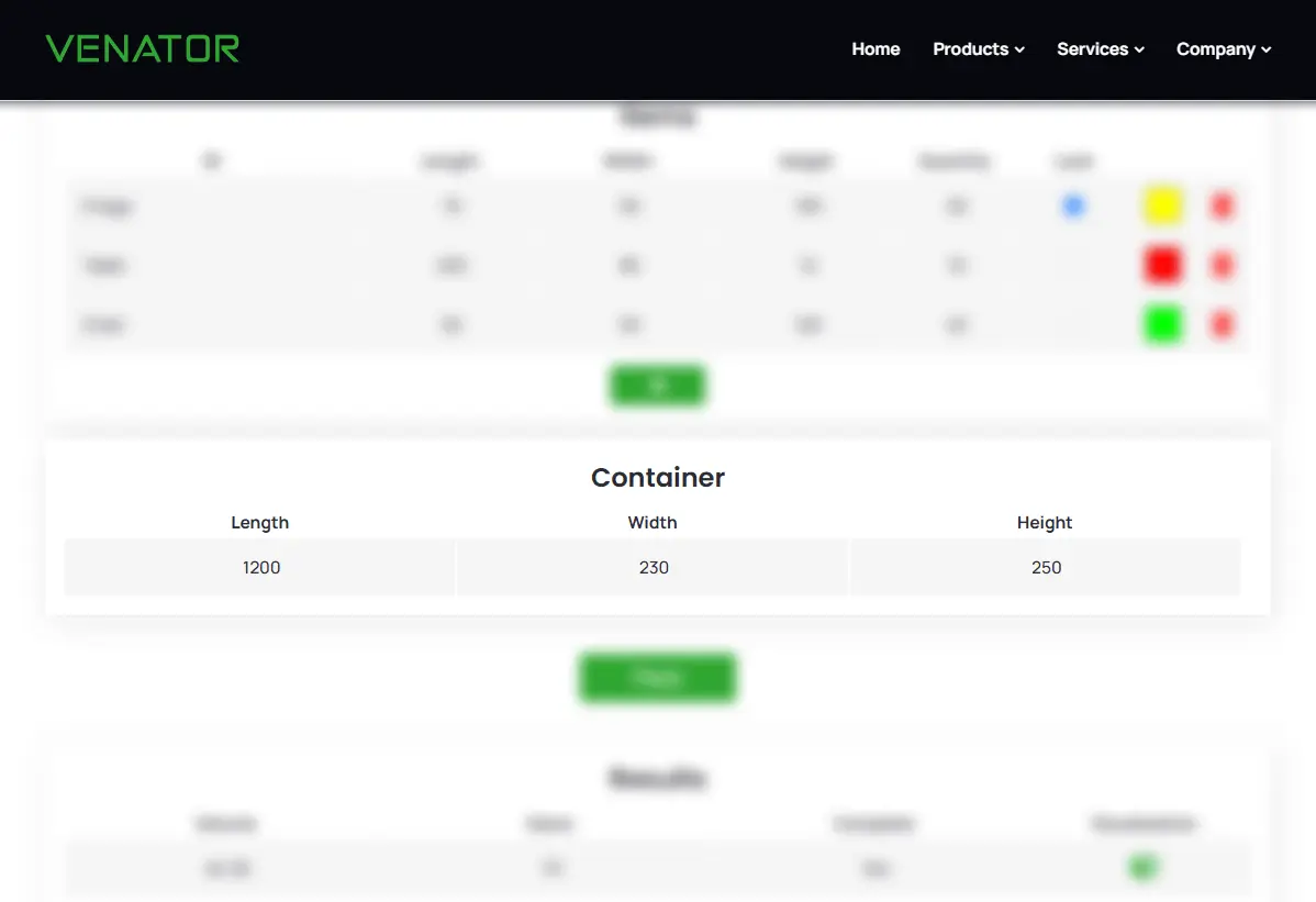 container of container calculator